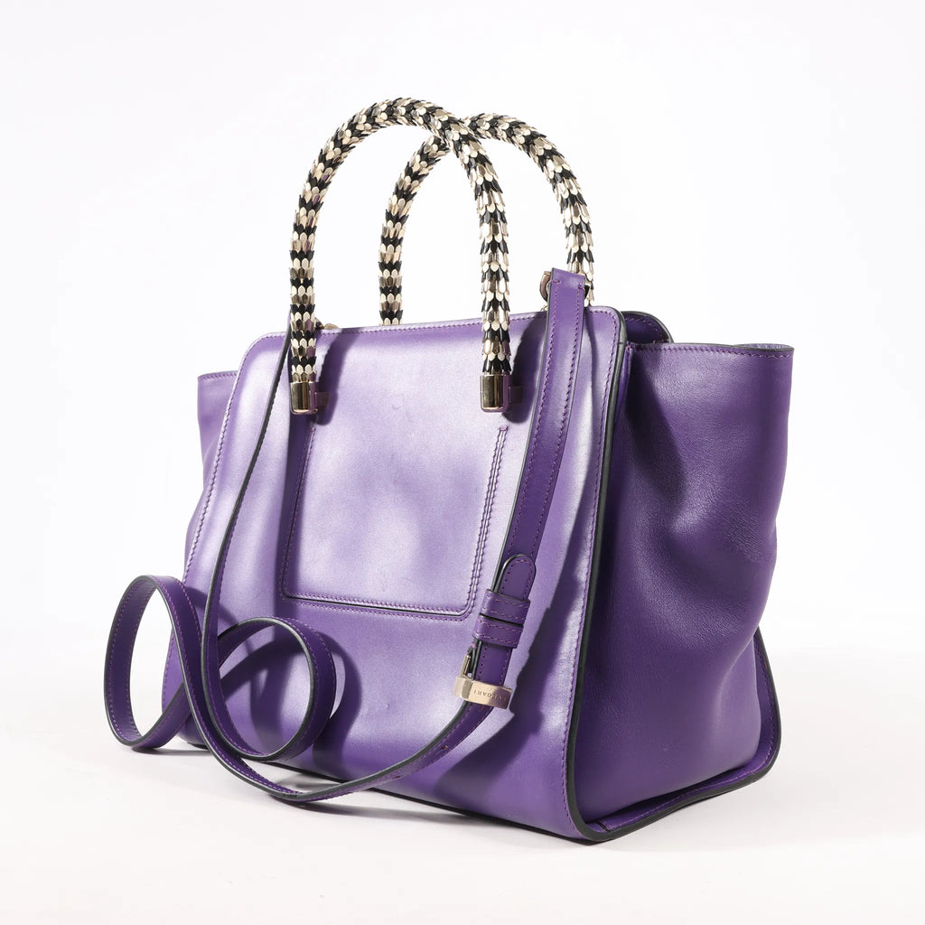 BVLGARI Serpenti Leather 2Way Handbag in Purple