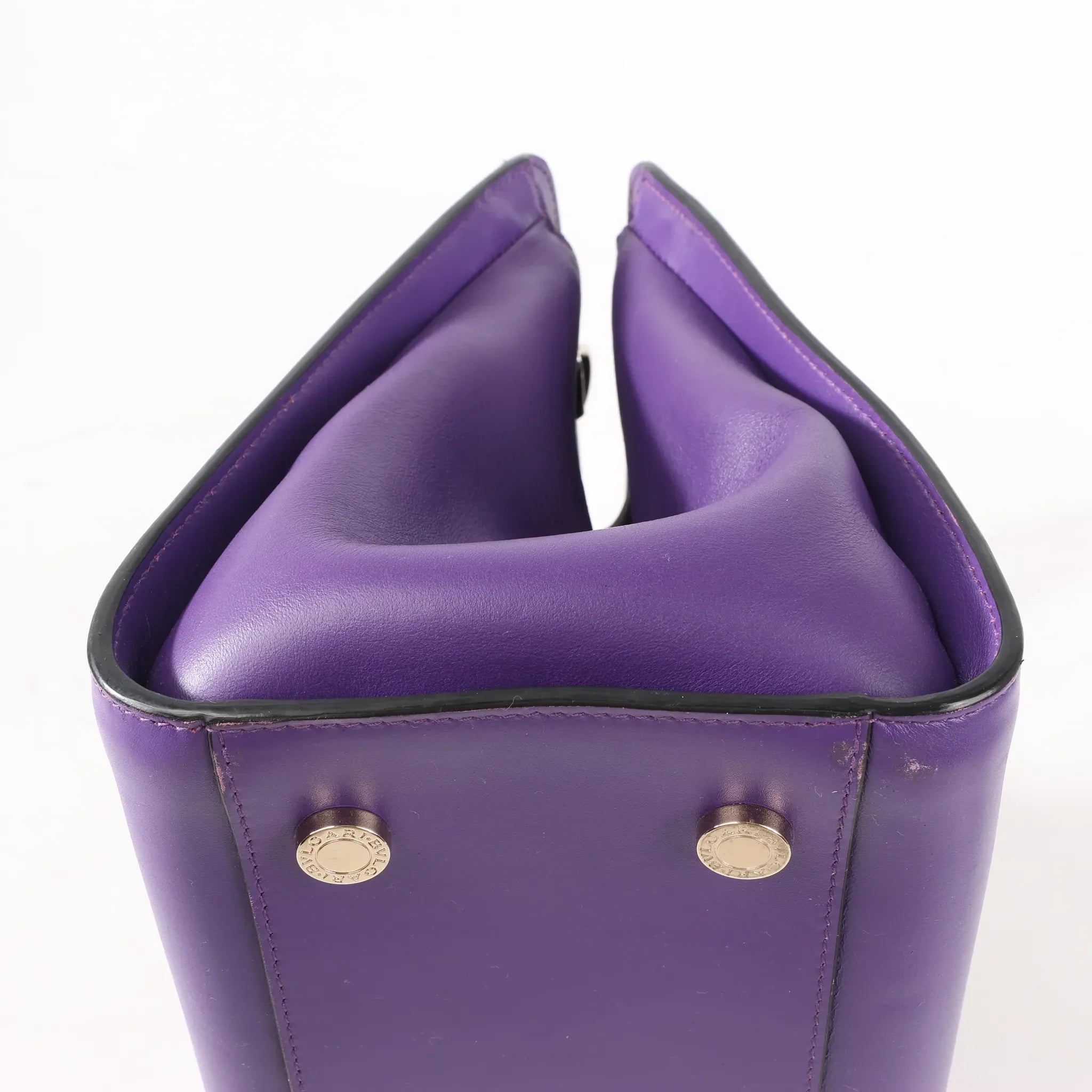 BVLGARI Serpenti Leather 2Way Handbag in Purple