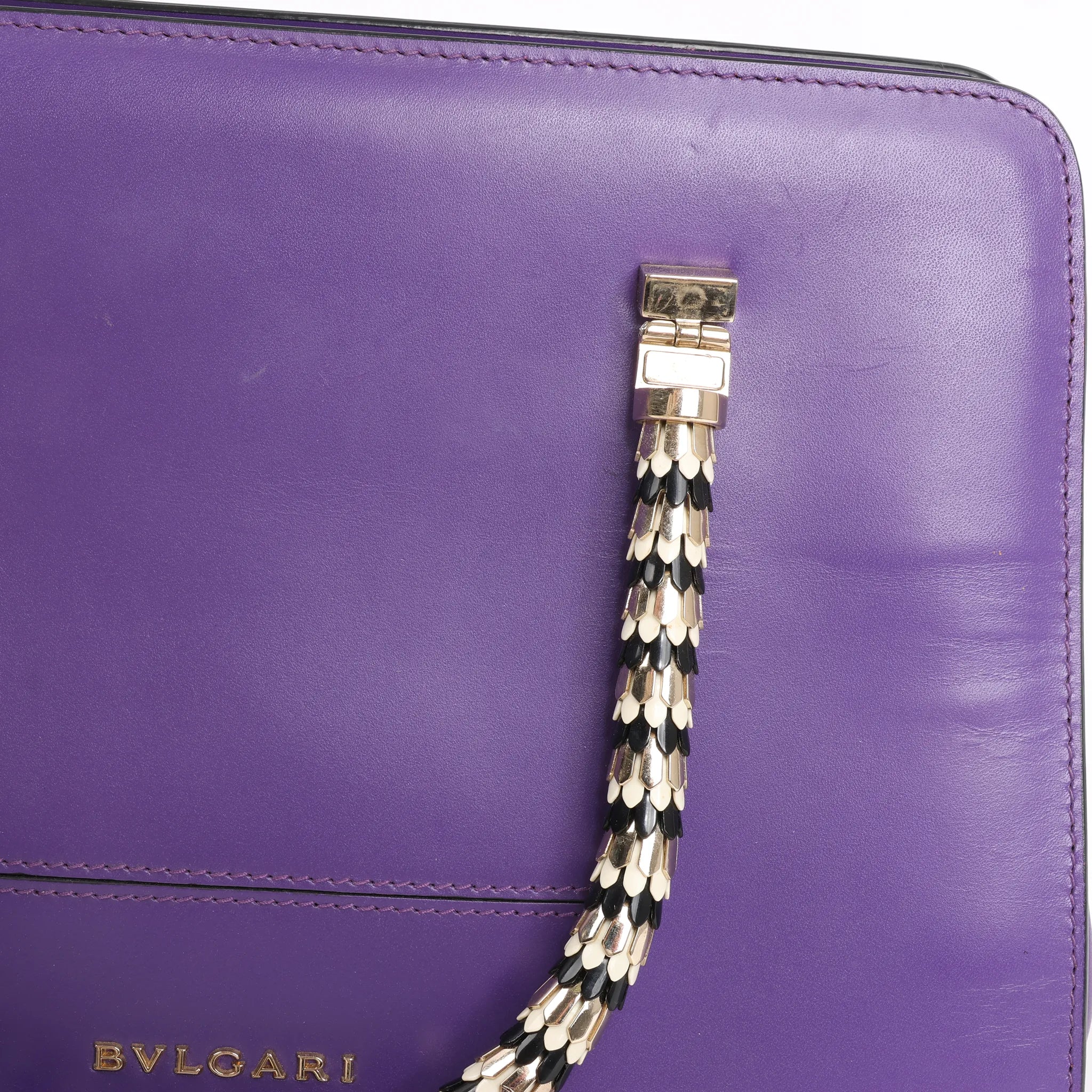 BVLGARI Serpenti Leather 2Way Handbag in Purple