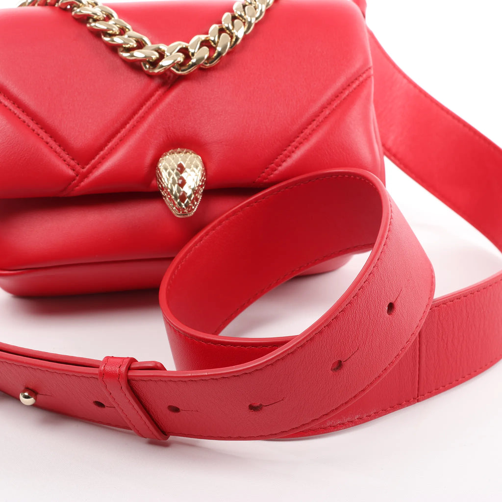 BVLGARI Serpenti Leather Chain Crossbody Bag in Red