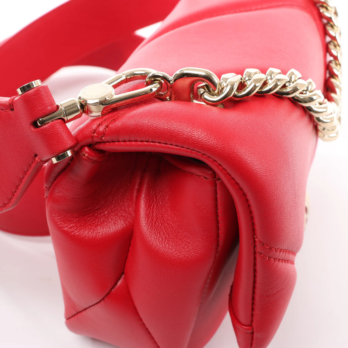 BVLGARI Serpenti Leather Chain Crossbody Bag in Red