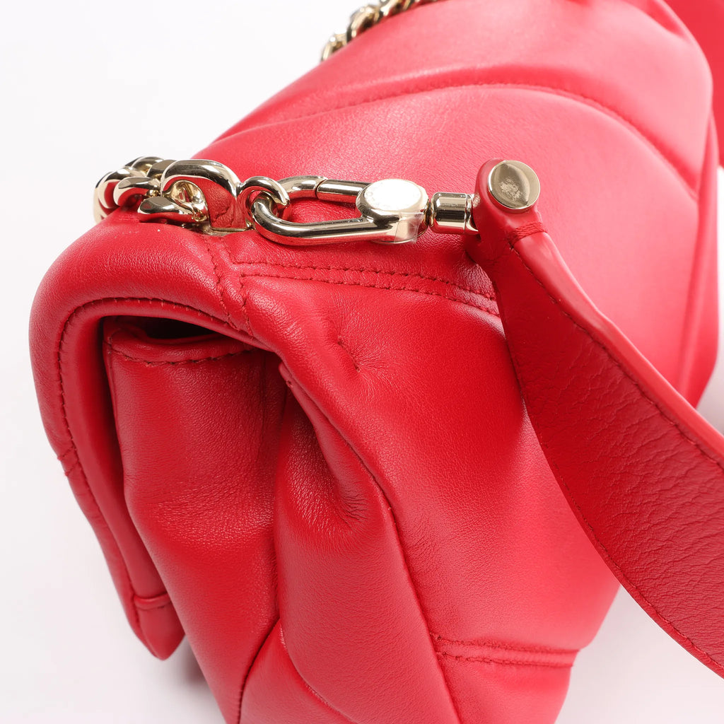BVLGARI Serpenti Leather Chain Crossbody Bag in Red