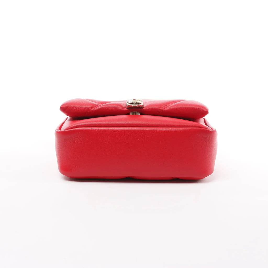 BVLGARI Serpenti Leather Chain Crossbody Bag in Red