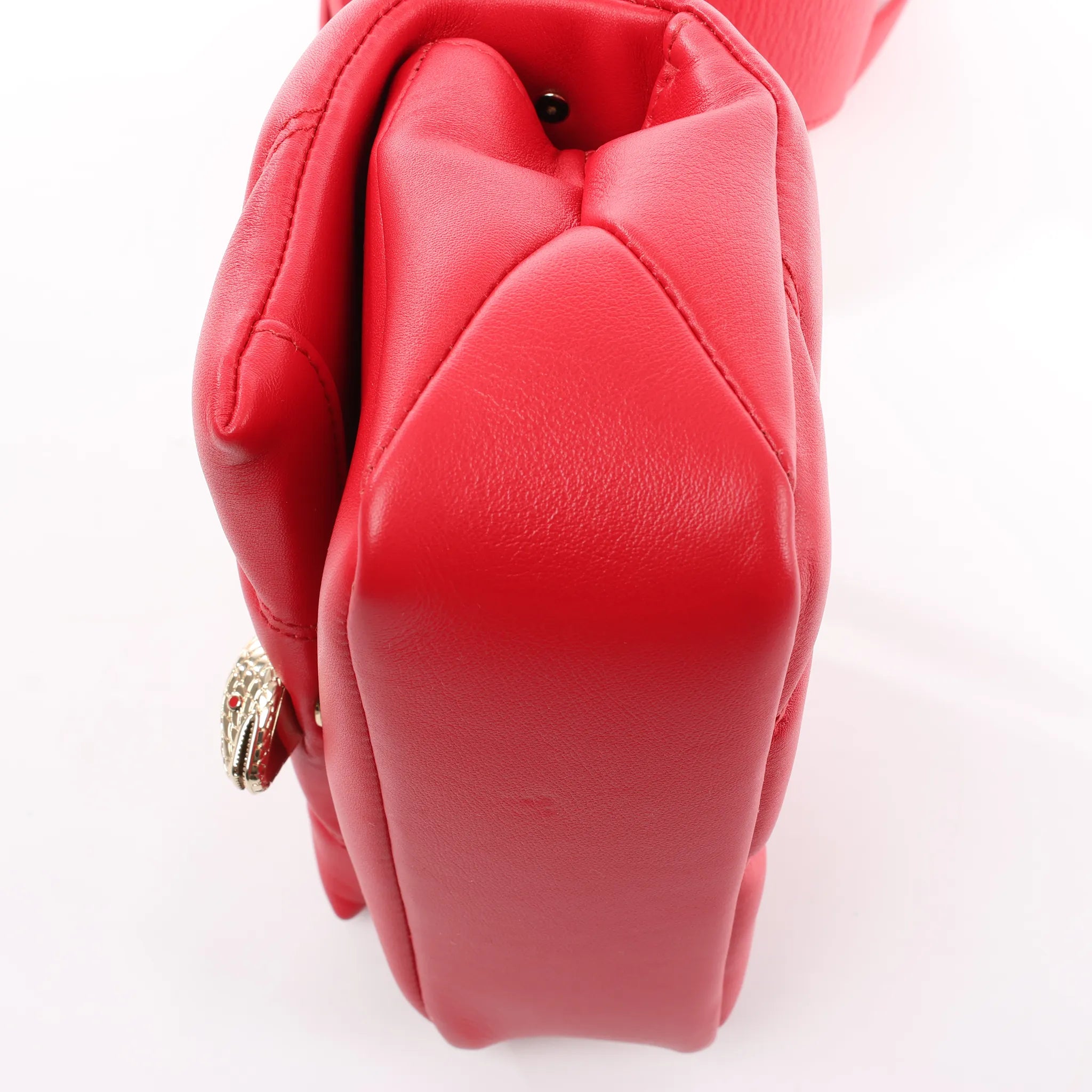 BVLGARI Serpenti Leather Chain Crossbody Bag in Red