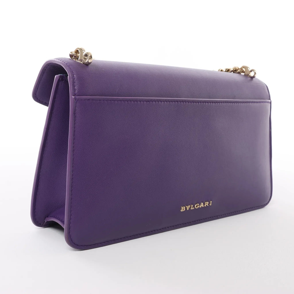 BVLGARI Serpenti Leather 2Way Chain Handbag in Purple