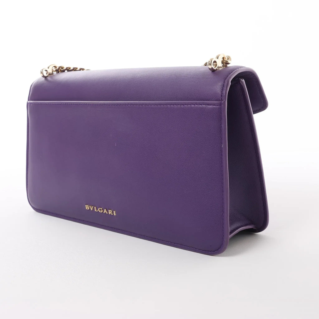 BVLGARI Serpenti Leather 2Way Chain Handbag in Purple