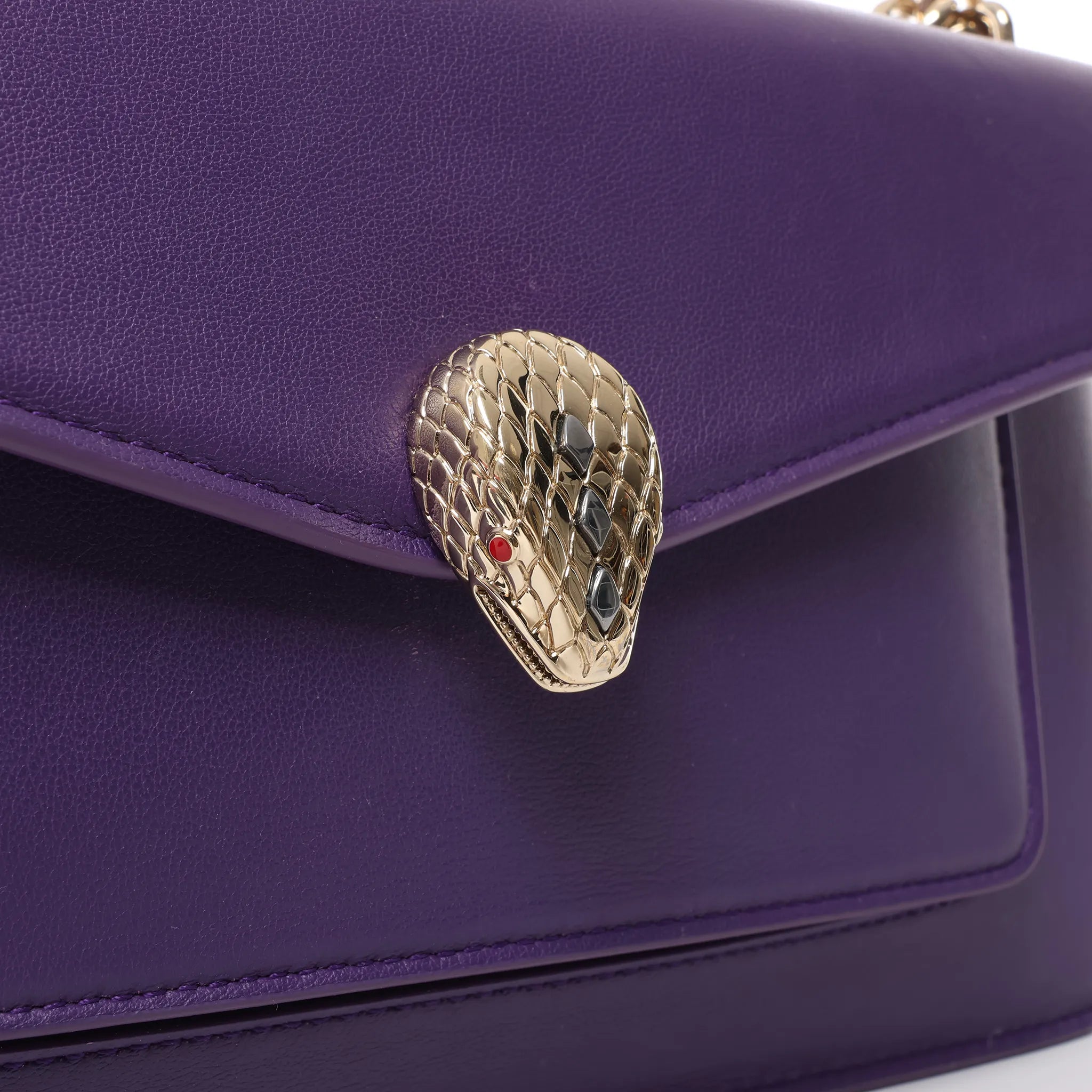 BVLGARI Serpenti Leather 2Way Chain Handbag in Purple
