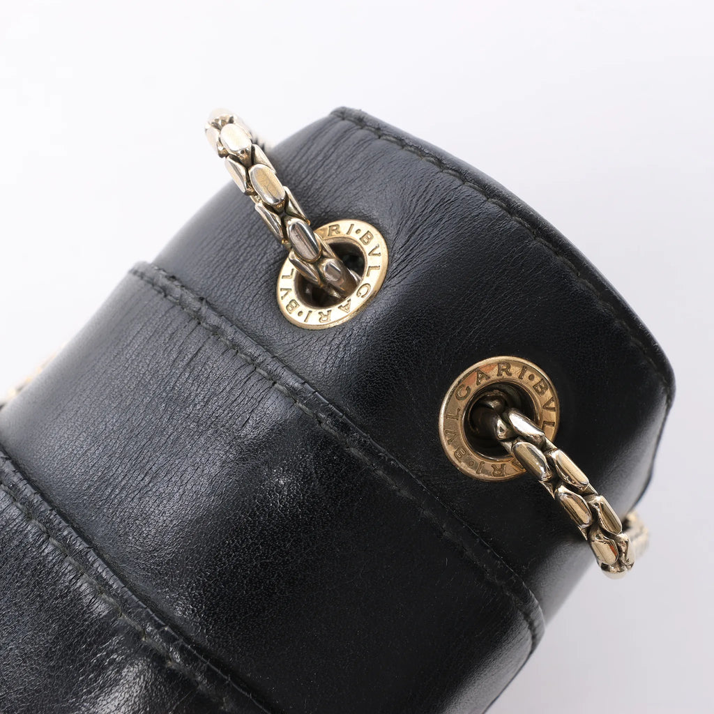 BVLGARI Serpenti Leather Chain Crossbody Bag in Black
