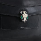 BVLGARI Serpenti Leather Chain Crossbody Bag in Black