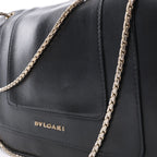 BVLGARI Serpenti Leather Chain Crossbody Bag in Black