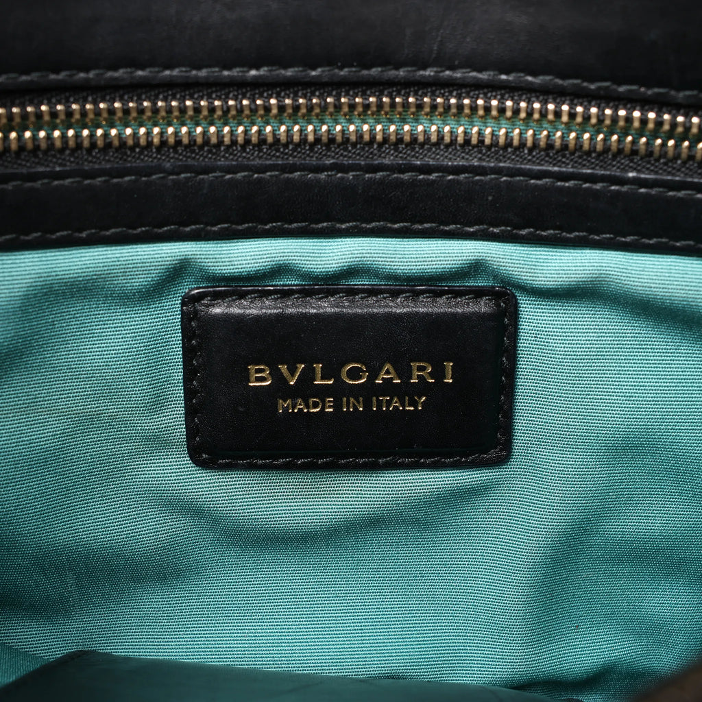 BVLGARI Serpenti Leather Chain Crossbody Bag in Black
