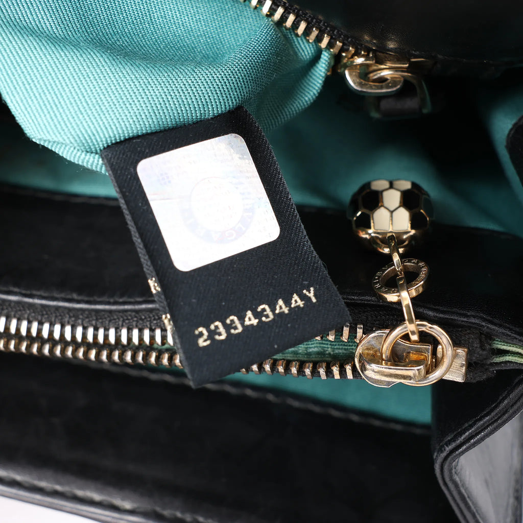 BVLGARI Serpenti Leather Chain Crossbody Bag in Black