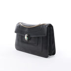 BVLGARI Serpenti Leather Chain Crossbody Bag in Black