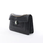 BVLGARI Serpenti Leather Chain Crossbody Bag in Black