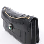 BVLGARI Serpenti Leather Chain Crossbody Bag in Black
