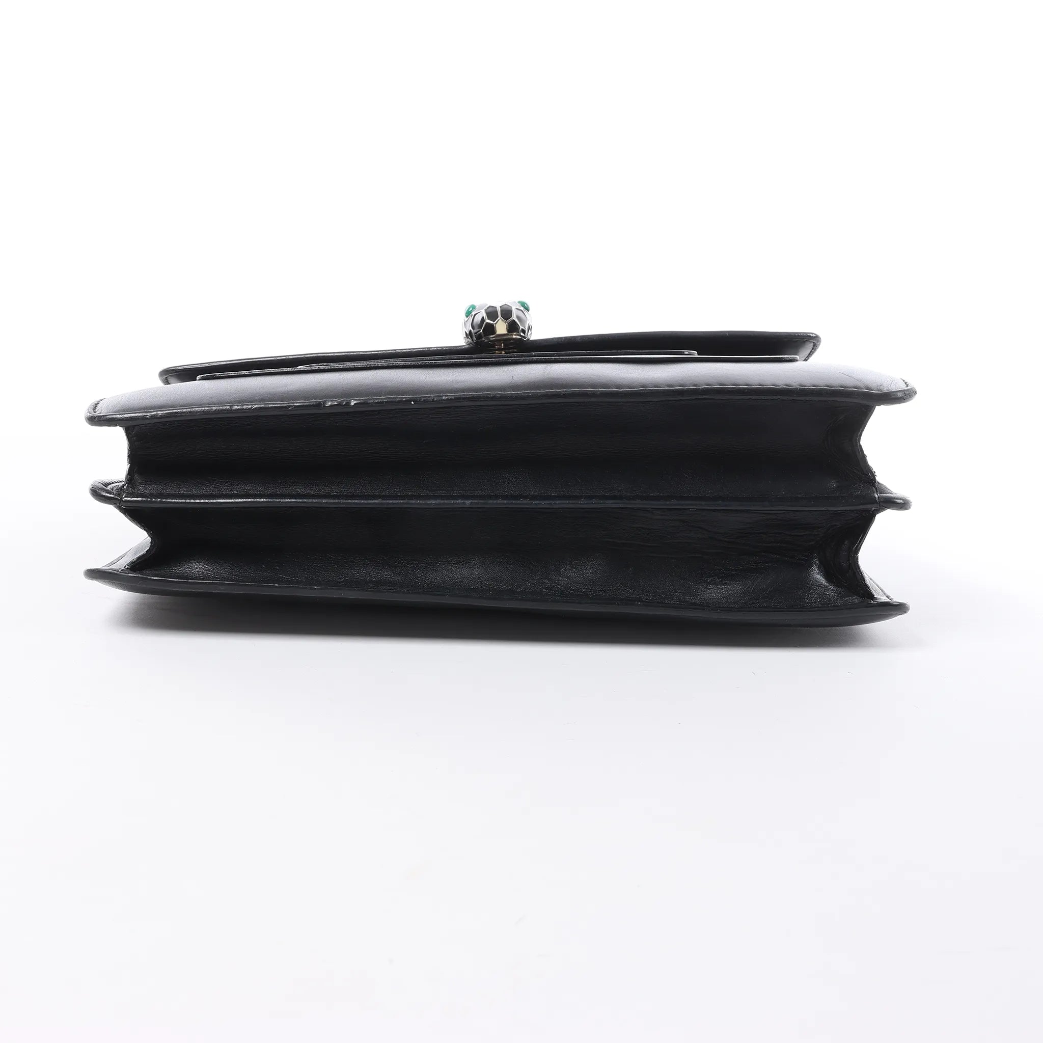 BVLGARI Serpenti Leather Chain Crossbody Bag in Black