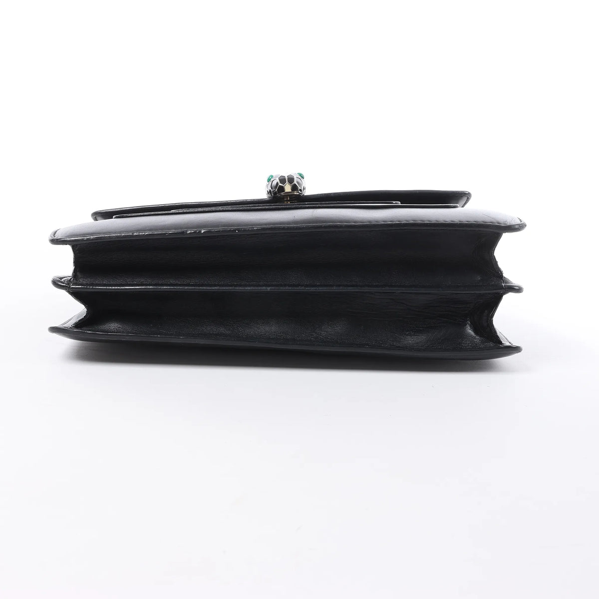 BVLGARI Serpenti Leather Chain Crossbody Bag in Black