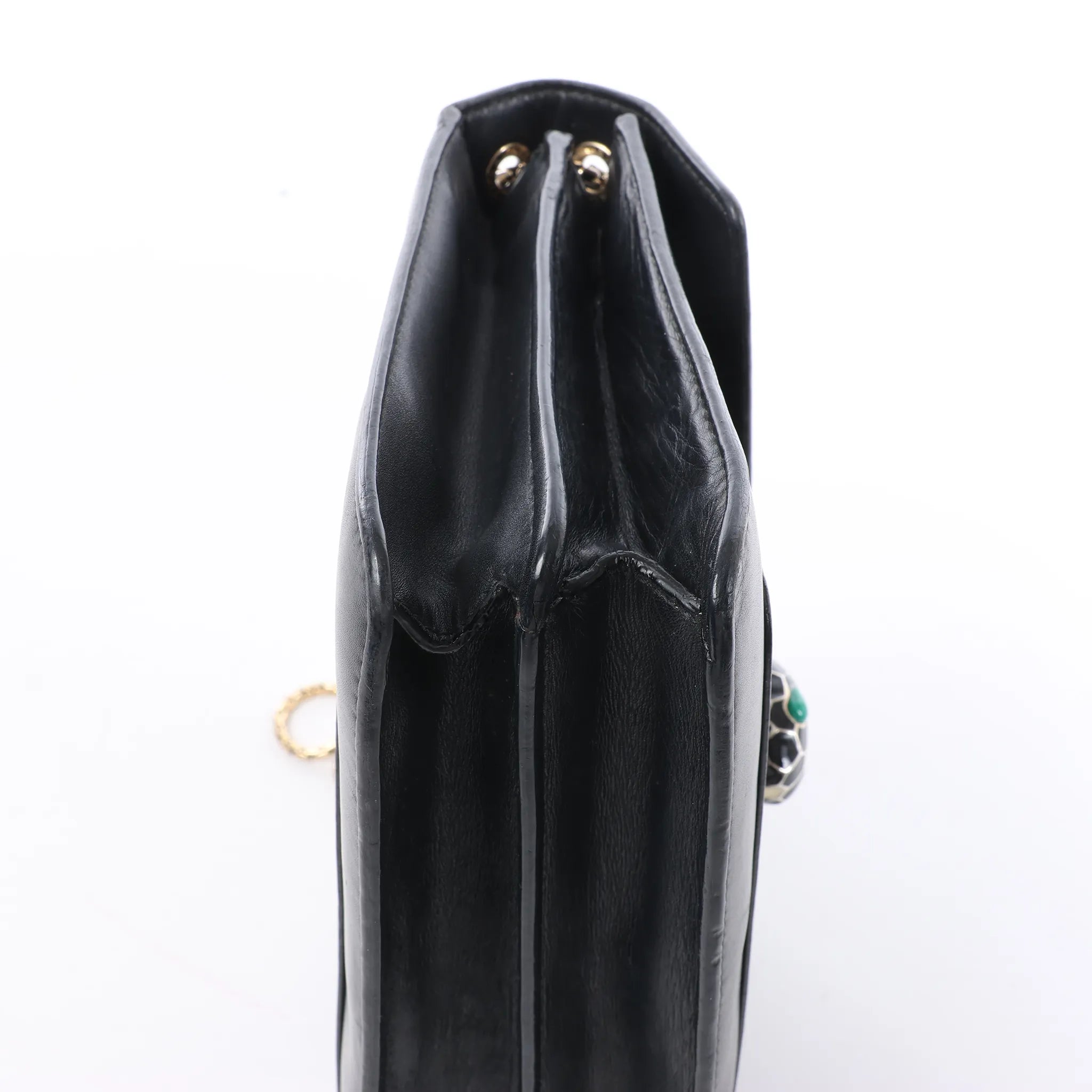 BVLGARI Serpenti Leather Chain Crossbody Bag in Black