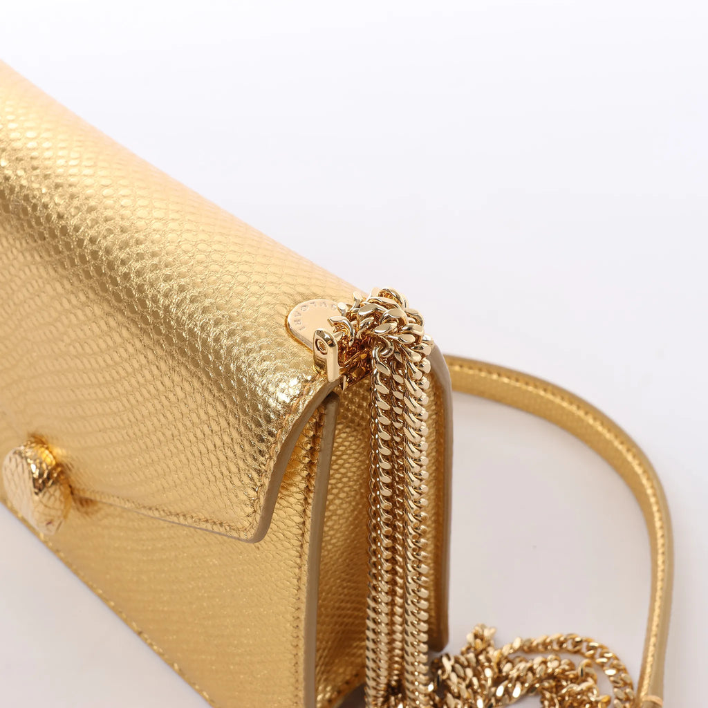 BVLGARI Serpenti Leather Chain Crossbody Bag in Gold