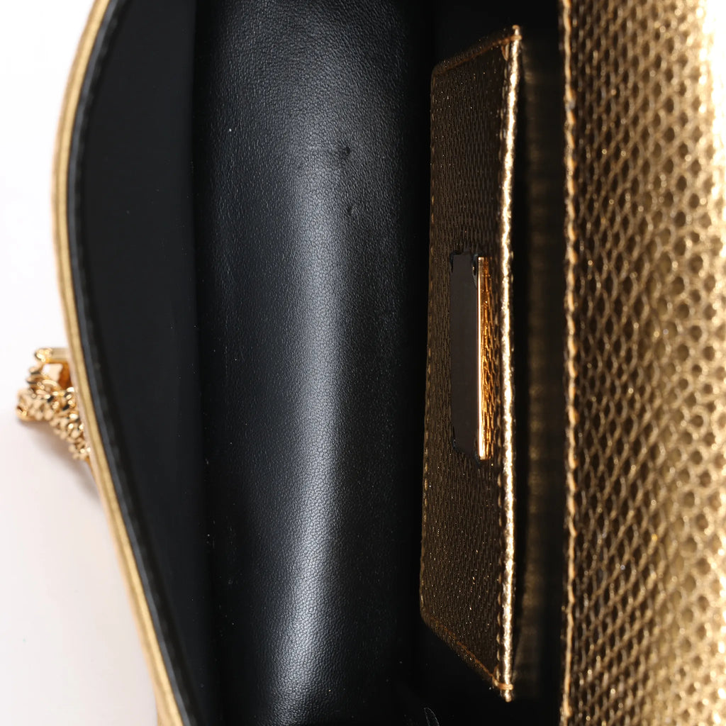BVLGARI Serpenti Leather Chain Crossbody Bag in Gold