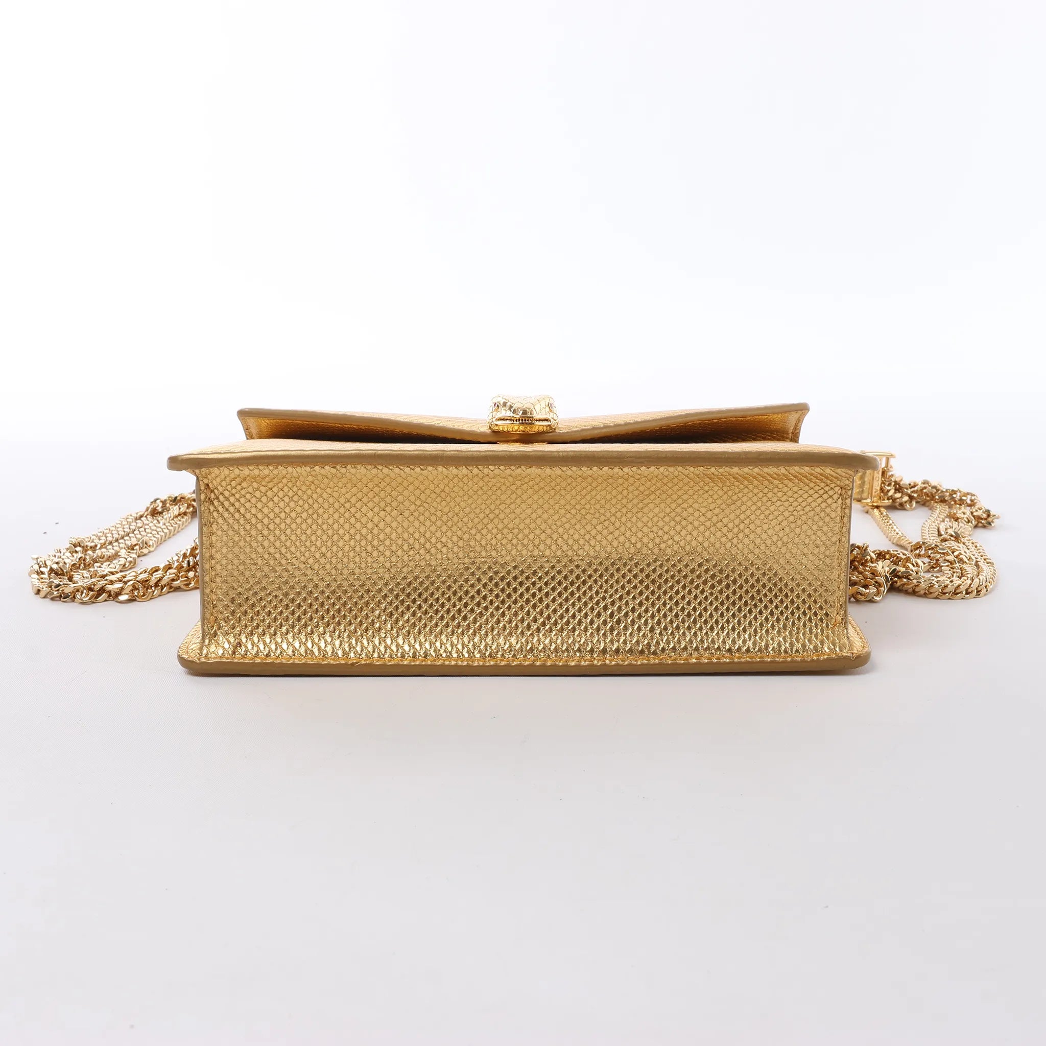 BVLGARI Serpenti Leather Chain Crossbody Bag in Gold
