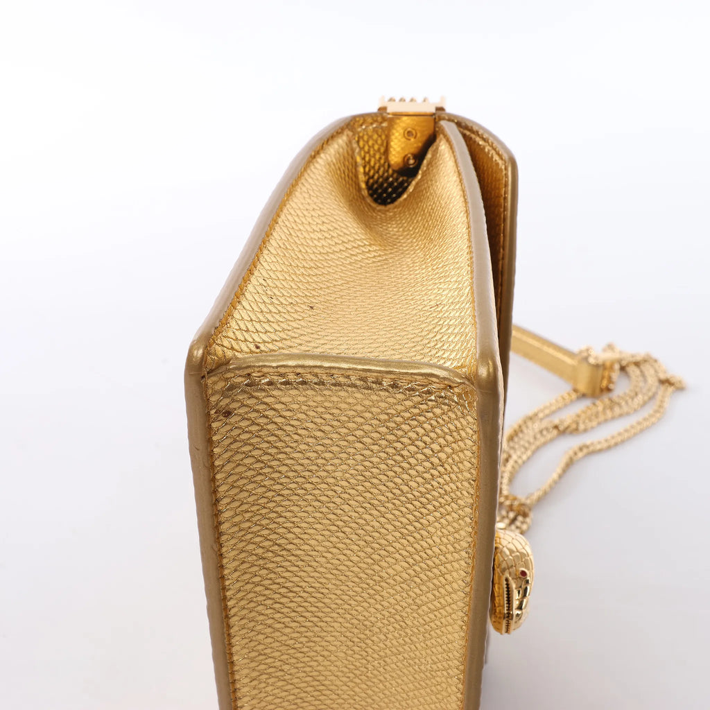 BVLGARI Serpenti Leather Chain Crossbody Bag in Gold