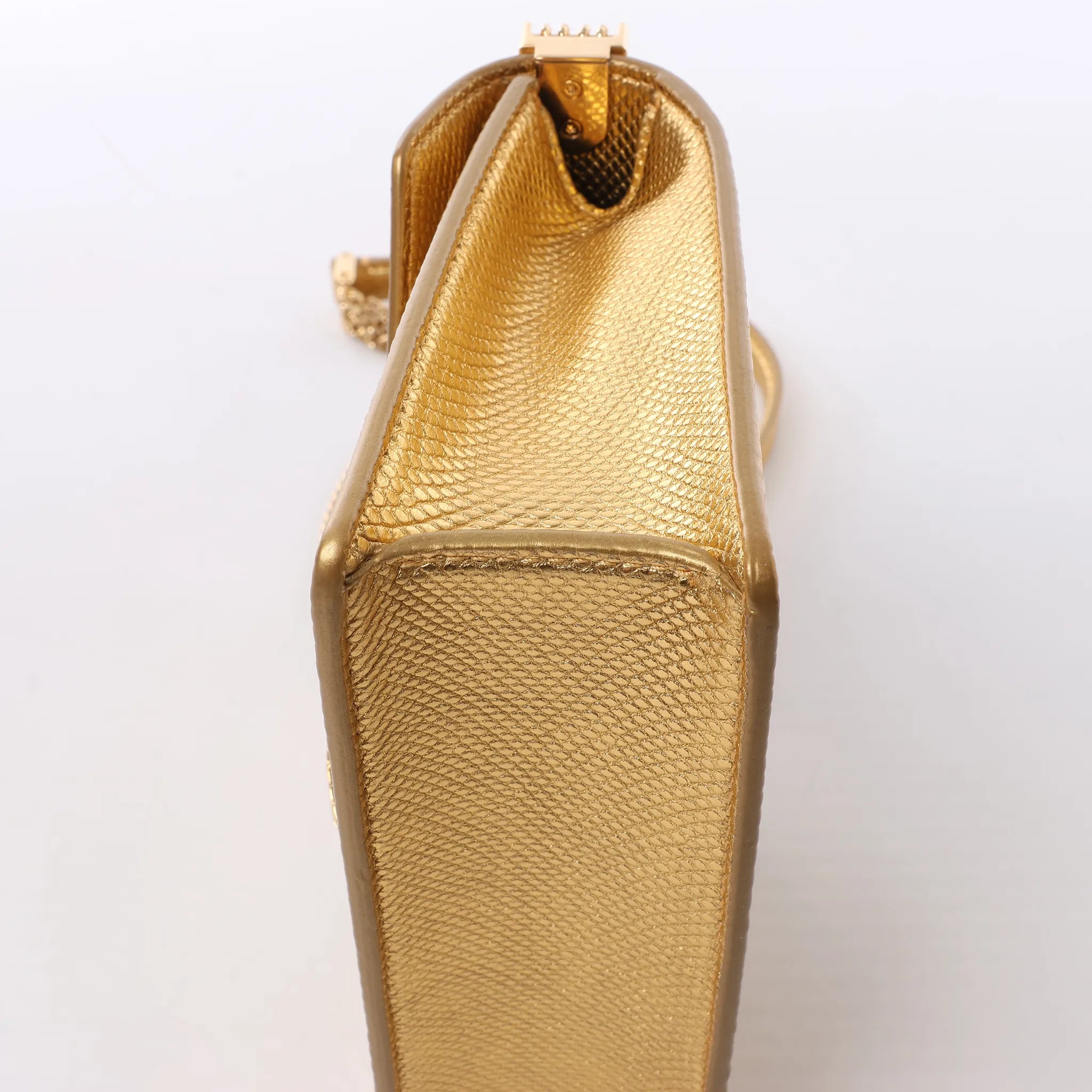 BVLGARI Serpenti Leather Chain Crossbody Bag in Gold