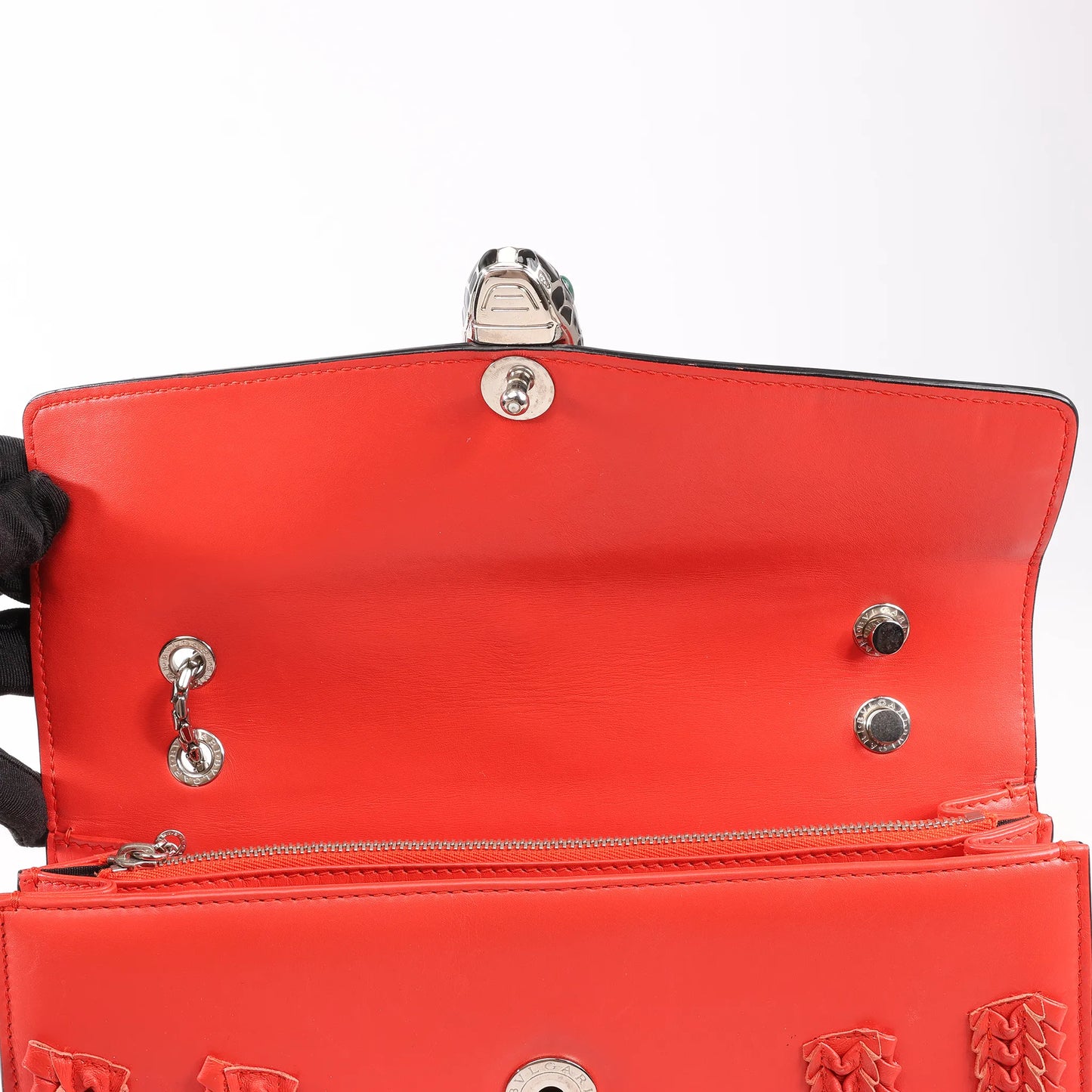 BVLGARI Serpenti Forever Patent Leather Chain Shoulder Bag in Red