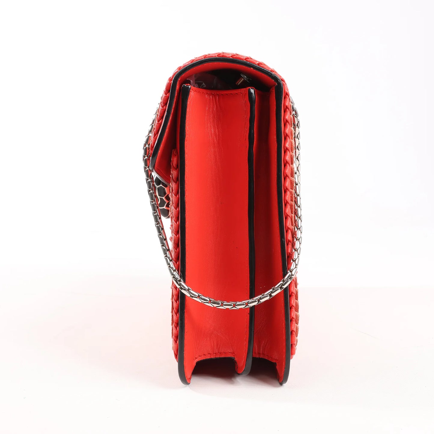 BVLGARI Serpenti Forever Patent Leather Chain Shoulder Bag in Red