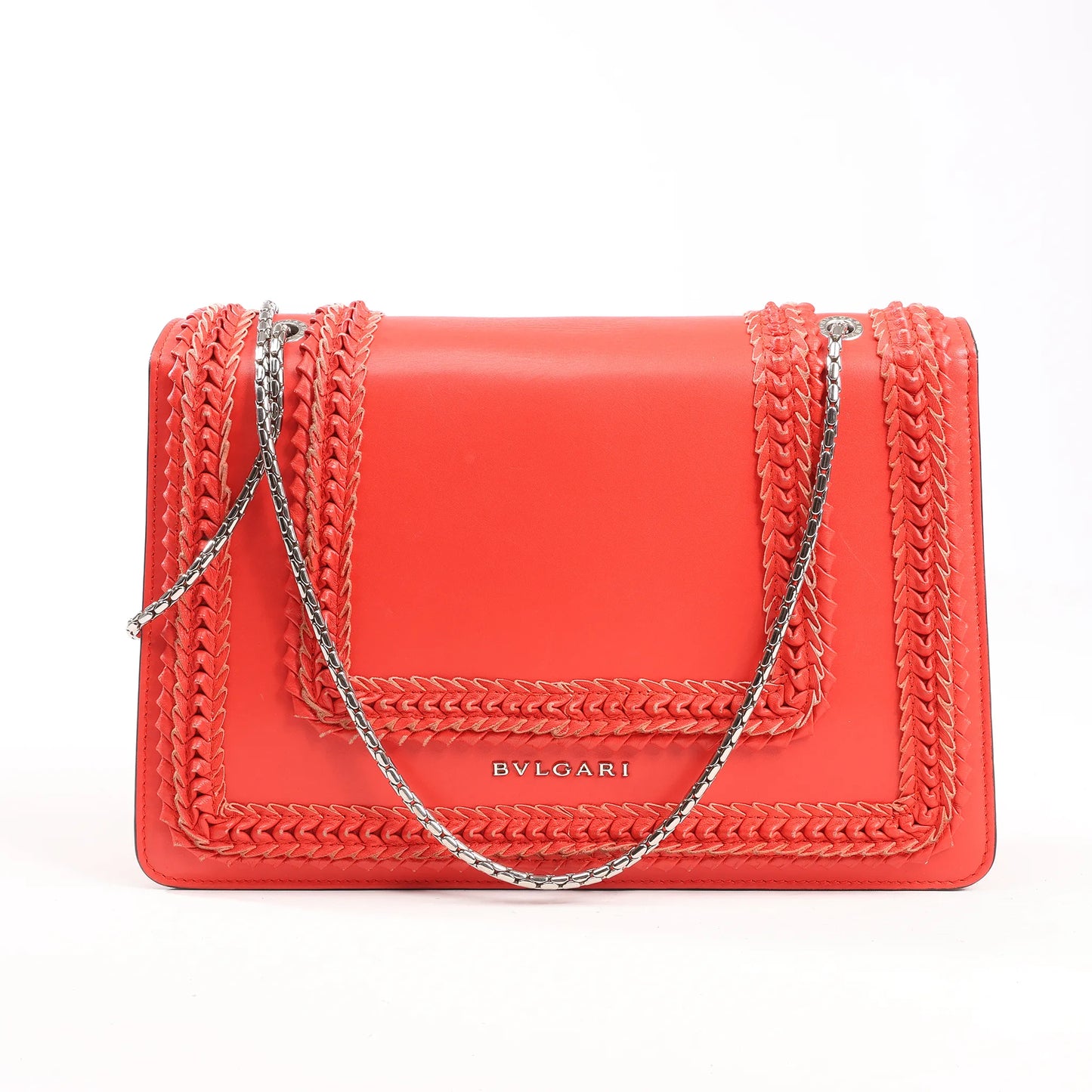 BVLGARI Serpenti Forever Patent Leather Chain Shoulder Bag in Red