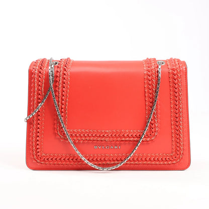 BVLGARI Serpenti Forever Patent Leather Chain Shoulder Bag in Red