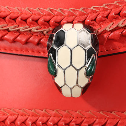 BVLGARI Serpenti Forever Patent Leather Chain Shoulder Bag in Red