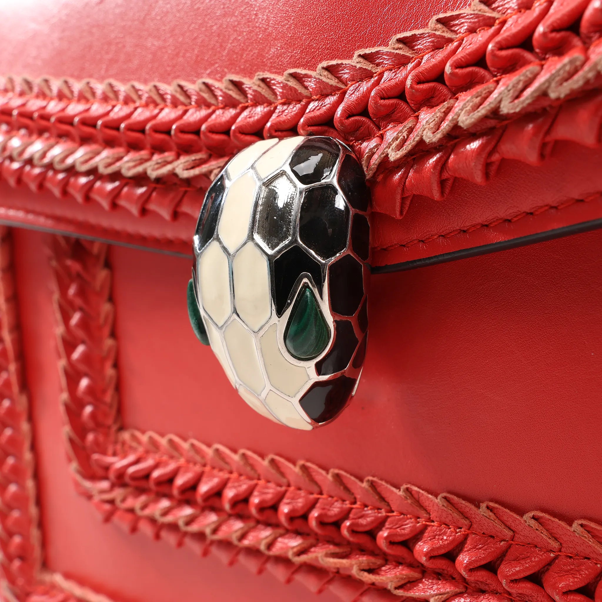 BVLGARI Serpenti Forever Patent Leather Chain Shoulder Bag in Red
