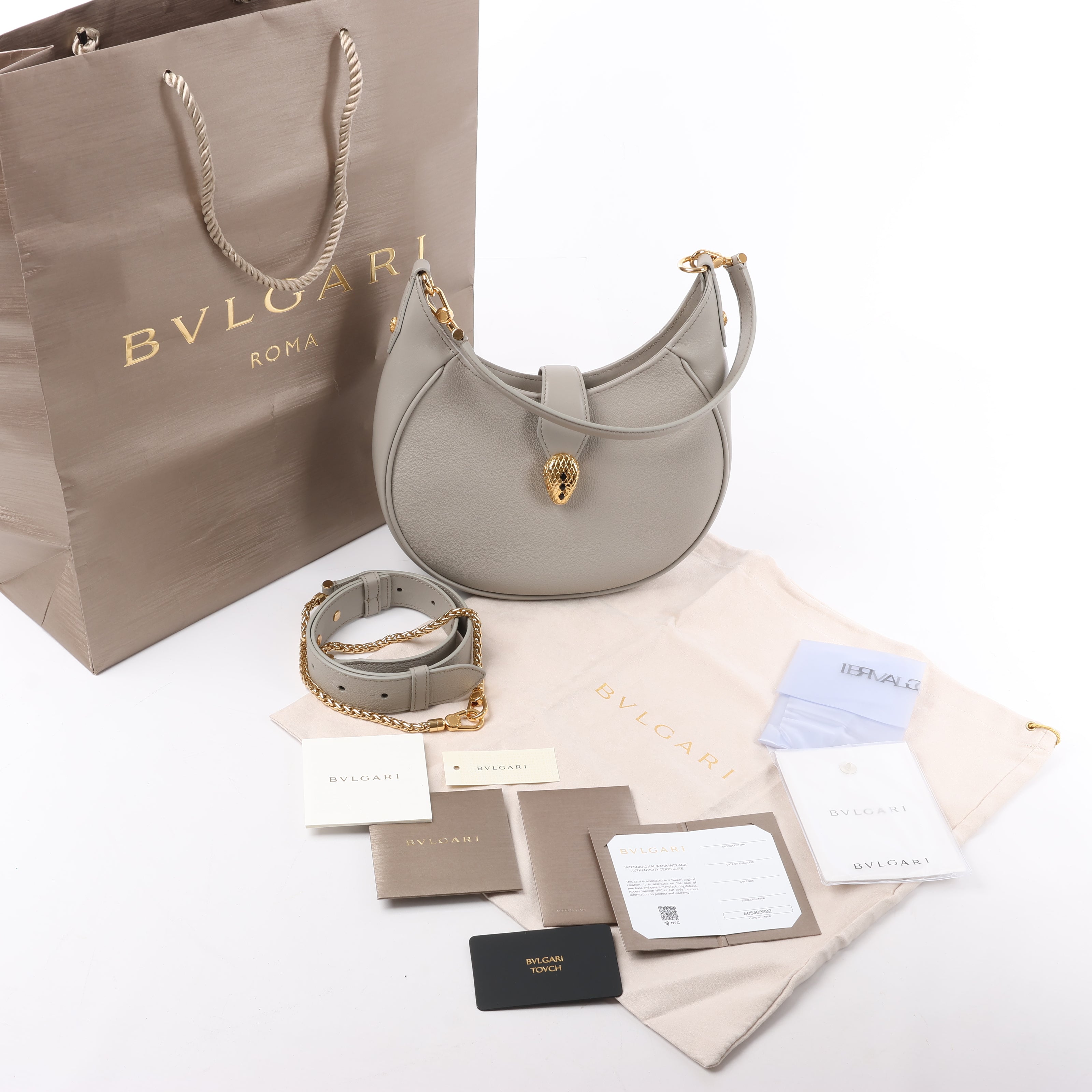 BVLGARI Serpenti Leather Shoulder Bag in Gray