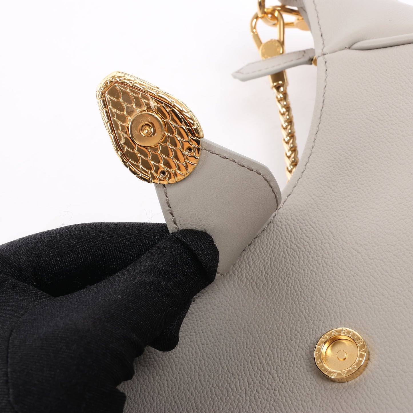 BVLGARI Serpenti Leather Shoulder Bag in Gray