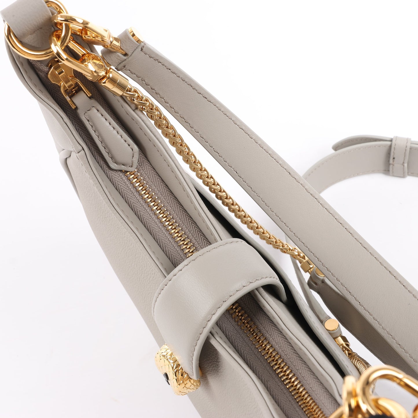 BVLGARI Serpenti Leather Shoulder Bag in Gray