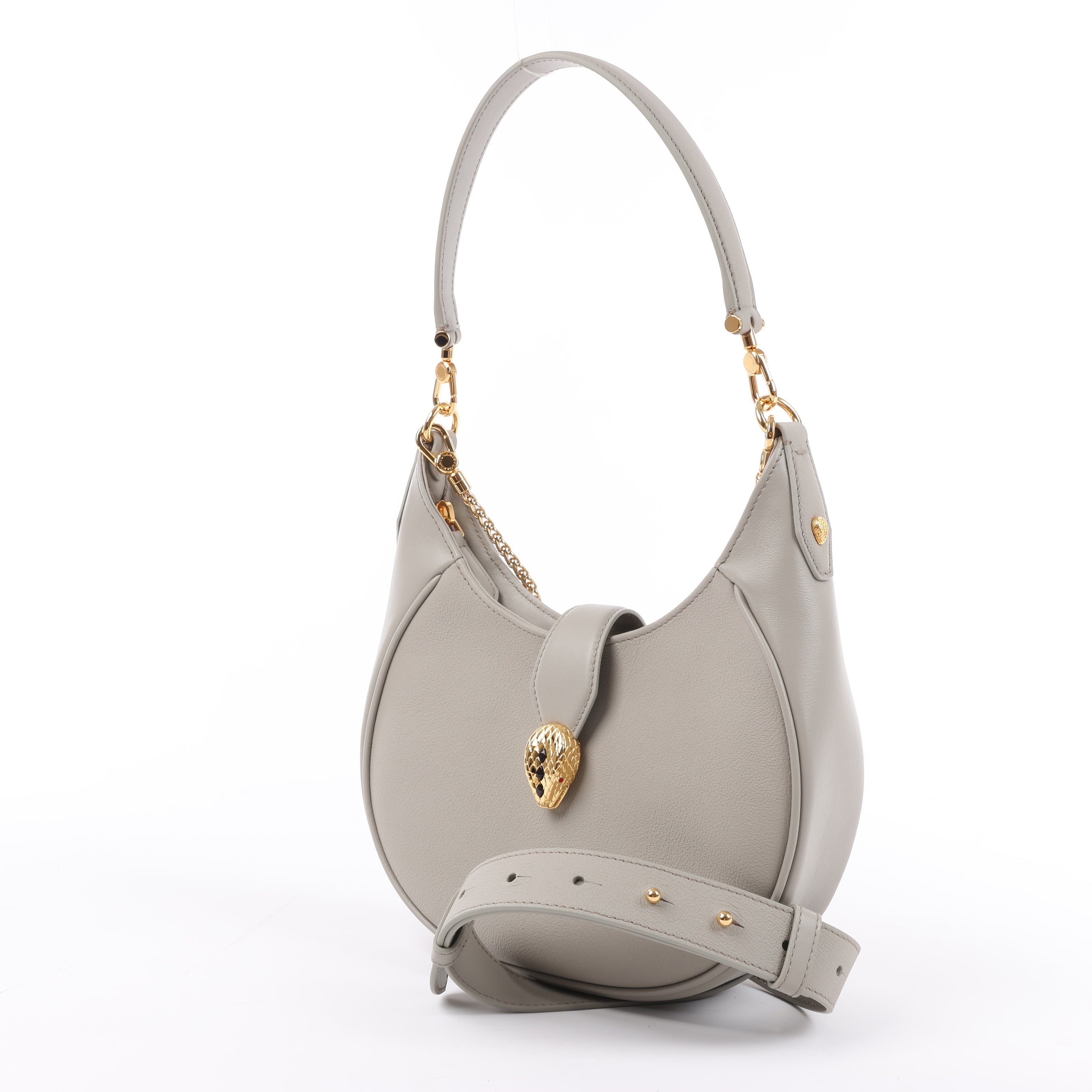 BVLGARI Serpenti Leather Shoulder Bag in Gray