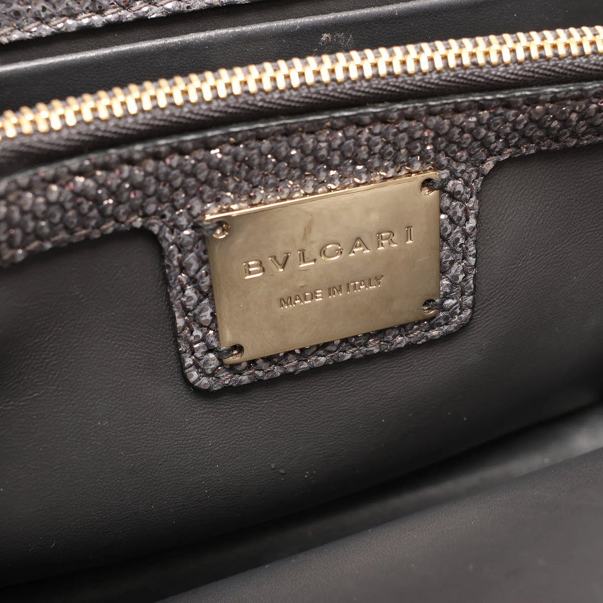 BVLGARI Serpenti Leather Chain Crossbody Bag in Gray