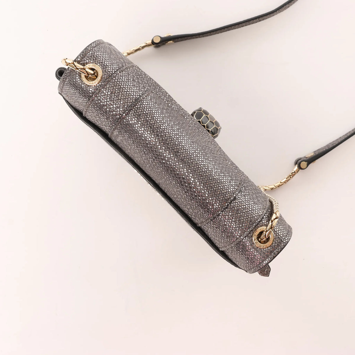 BVLGARI Serpenti Leather Chain Crossbody Bag in Gray
