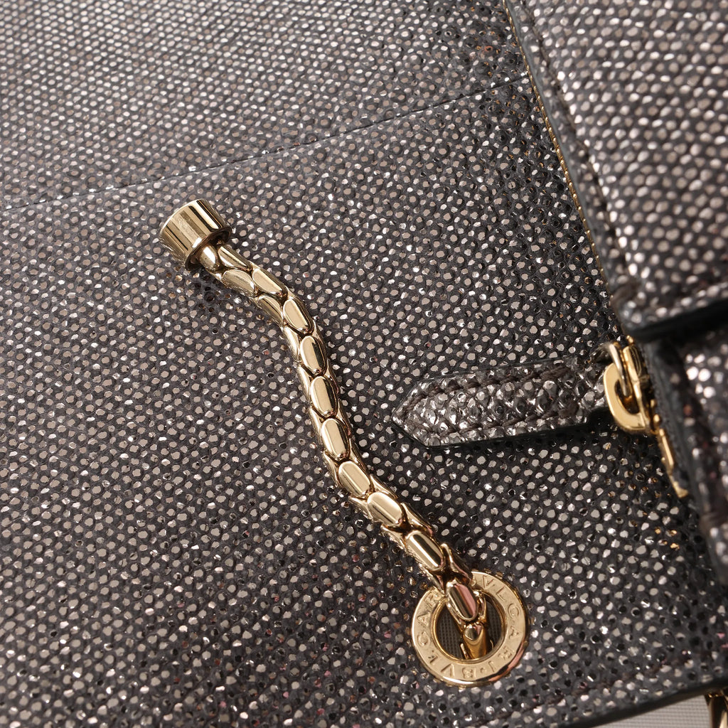BVLGARI Serpenti Leather Chain Crossbody Bag in Gray