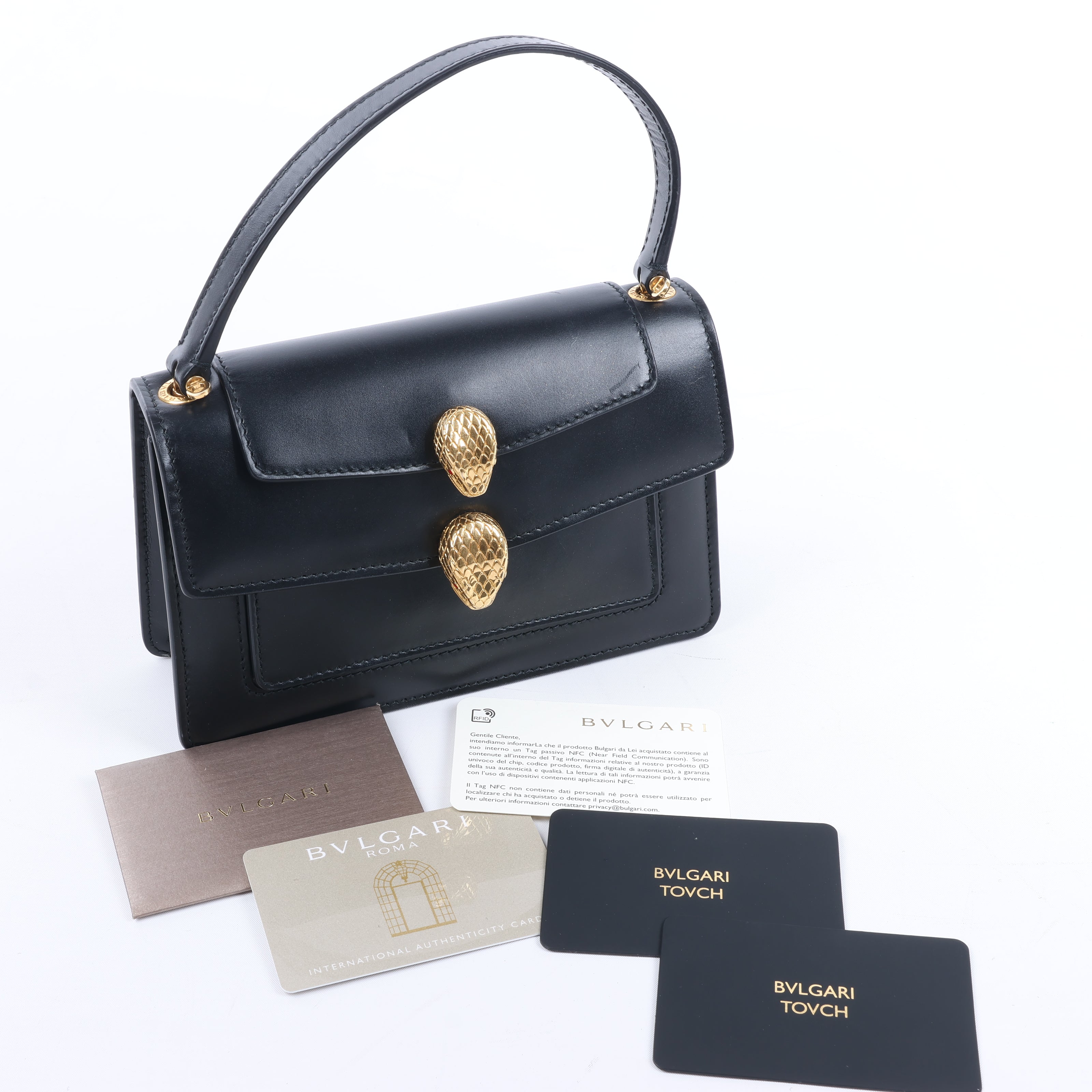 Bvlgari × Alexander Wang Serpenti Leather Handbag in Black