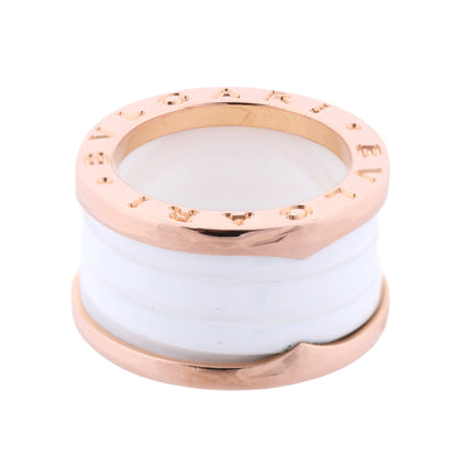 Bvlgari B.Zero1 Ring in 750 Pink Gold and White Ceramic (9.4g, Size 49)
