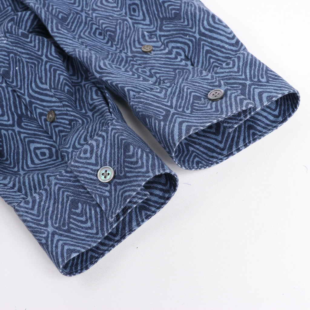 CC Collection Corneliani Dark Blue Patterned Shirt, Size 40 IT