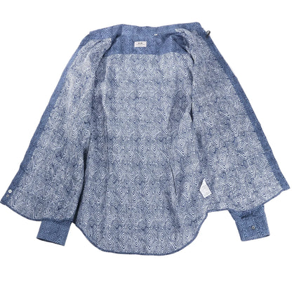 CC Collection Corneliani Dark Blue Patterned Shirt, Size 40 IT