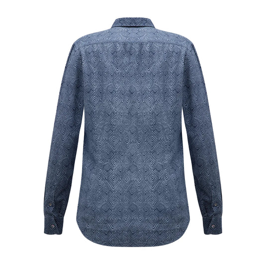 CC Collection Corneliani Dark Blue Patterned Shirt, Size 40 IT