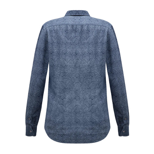 Camisa estampada azul oscuro Corneliani de CC Collection, talla 40 IT