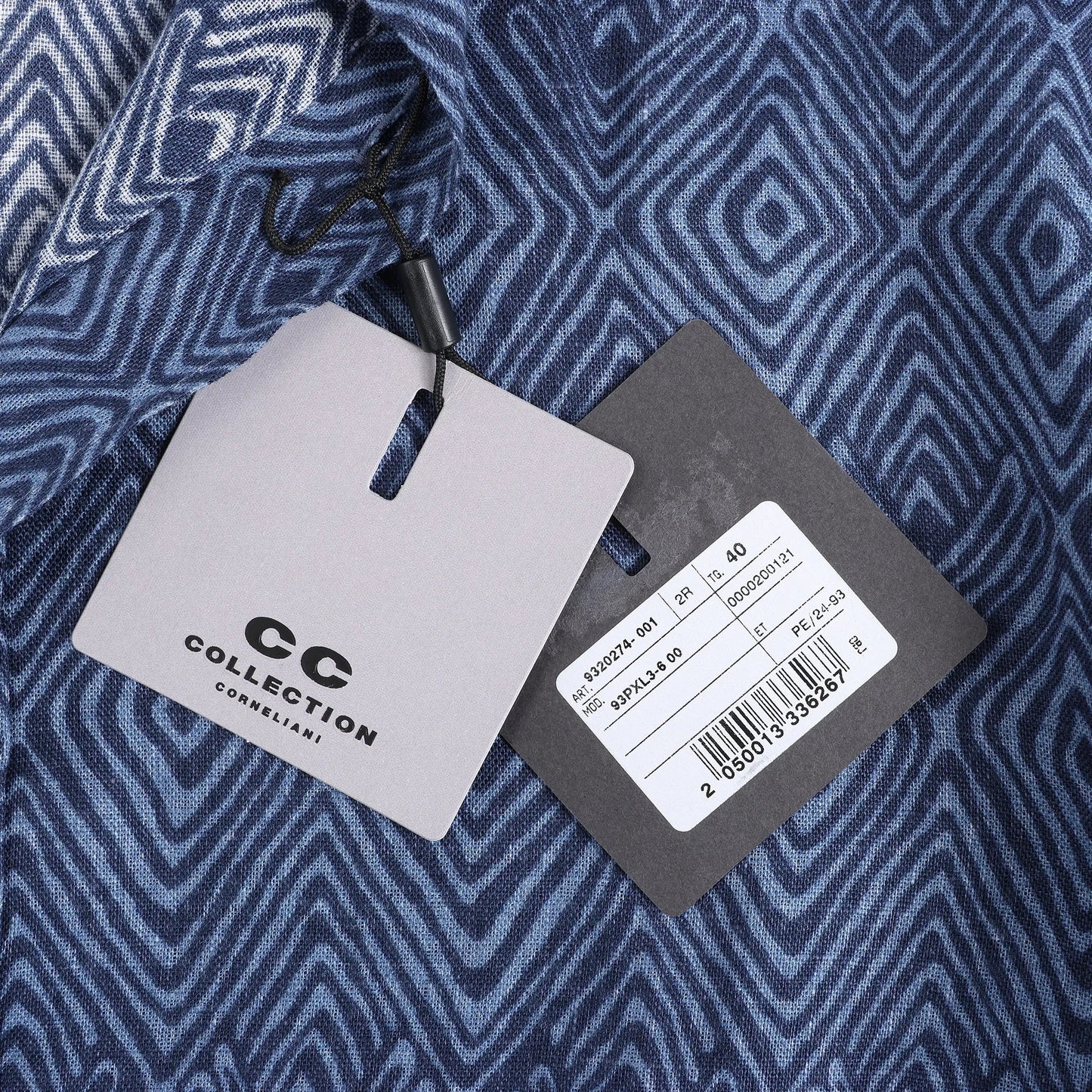 CC Collection Corneliani Dark Blue Patterned Shirt, Size 40 IT