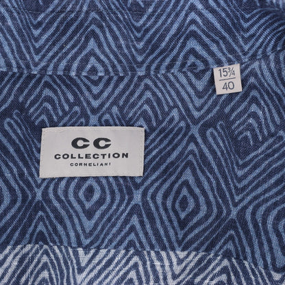 CC Collection Corneliani Dark Blue Patterned Shirt, Size 40 IT