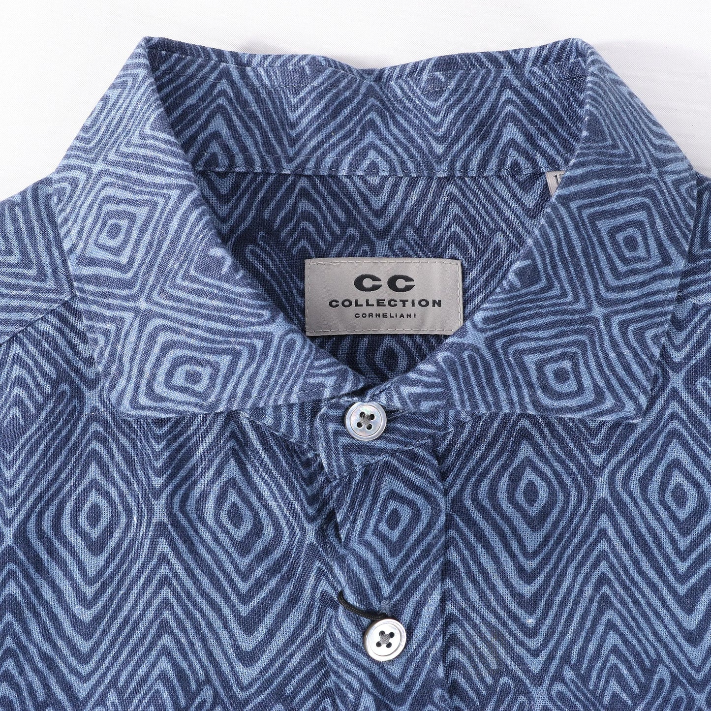 CC Collection Corneliani Dark Blue Patterned Shirt, Size 40 IT