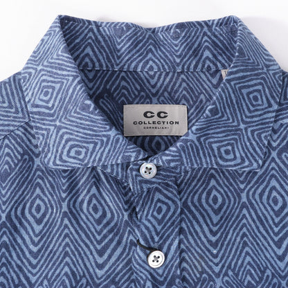 CC Collection Corneliani Dark Blue Patterned Shirt, Size 40 IT